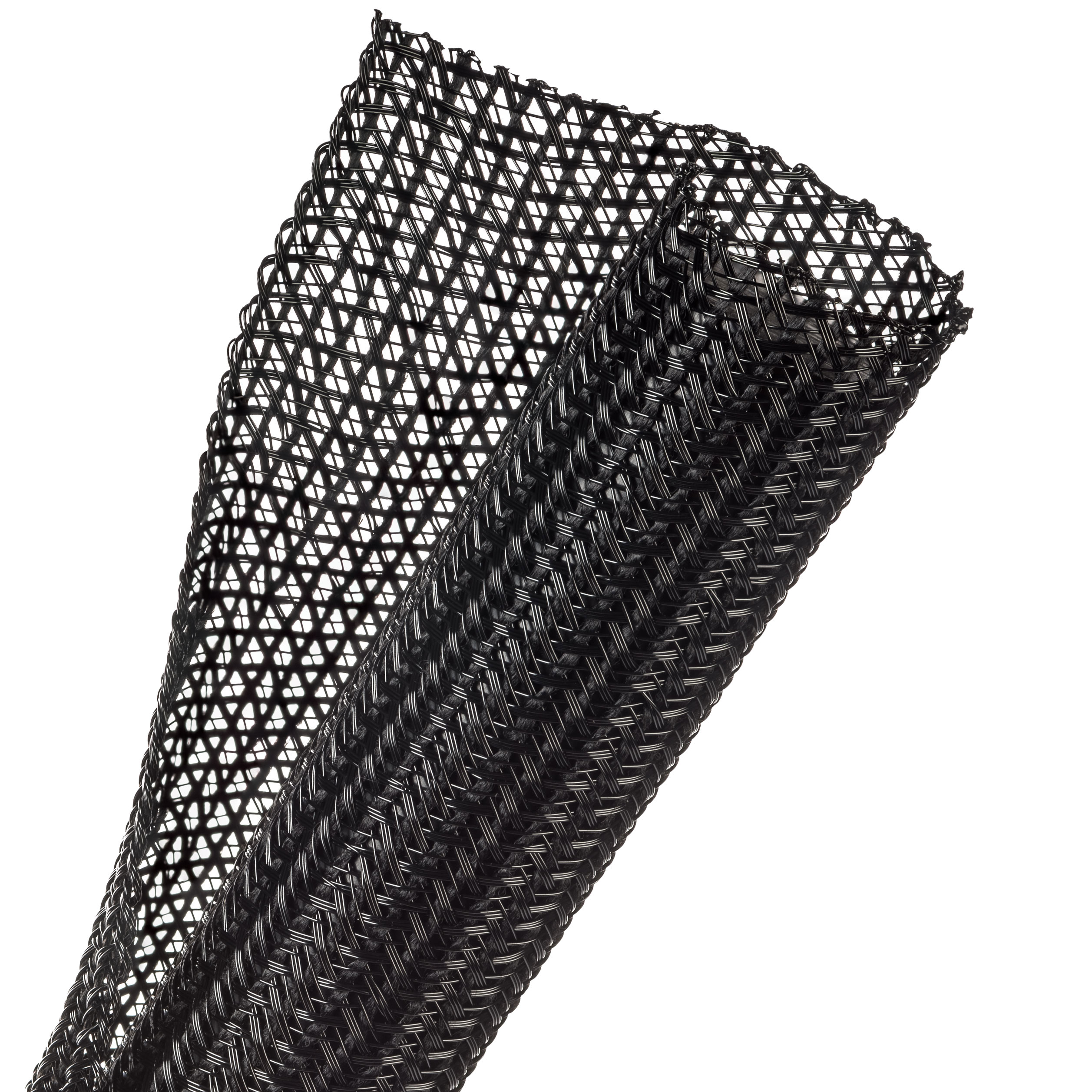 Techflex Flexo F6 - F6N1.25BK-250FT - Split Braided Sleeving - 31.75 mm - 76.20 m - Black main product photo