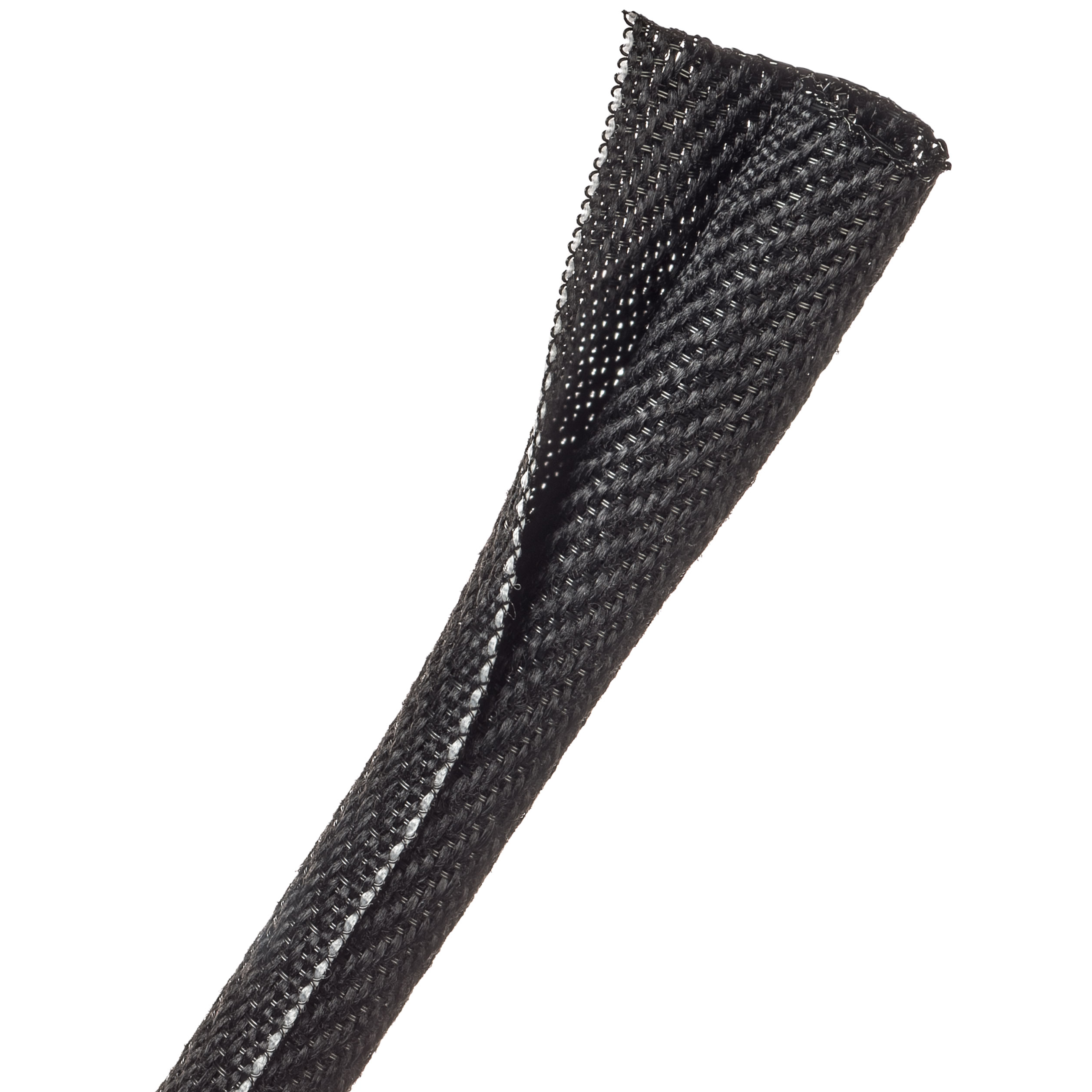 F6® Woven Wrap Flame Retardant - 9.53 mm - 30.48 m - Black w/ White Tracer