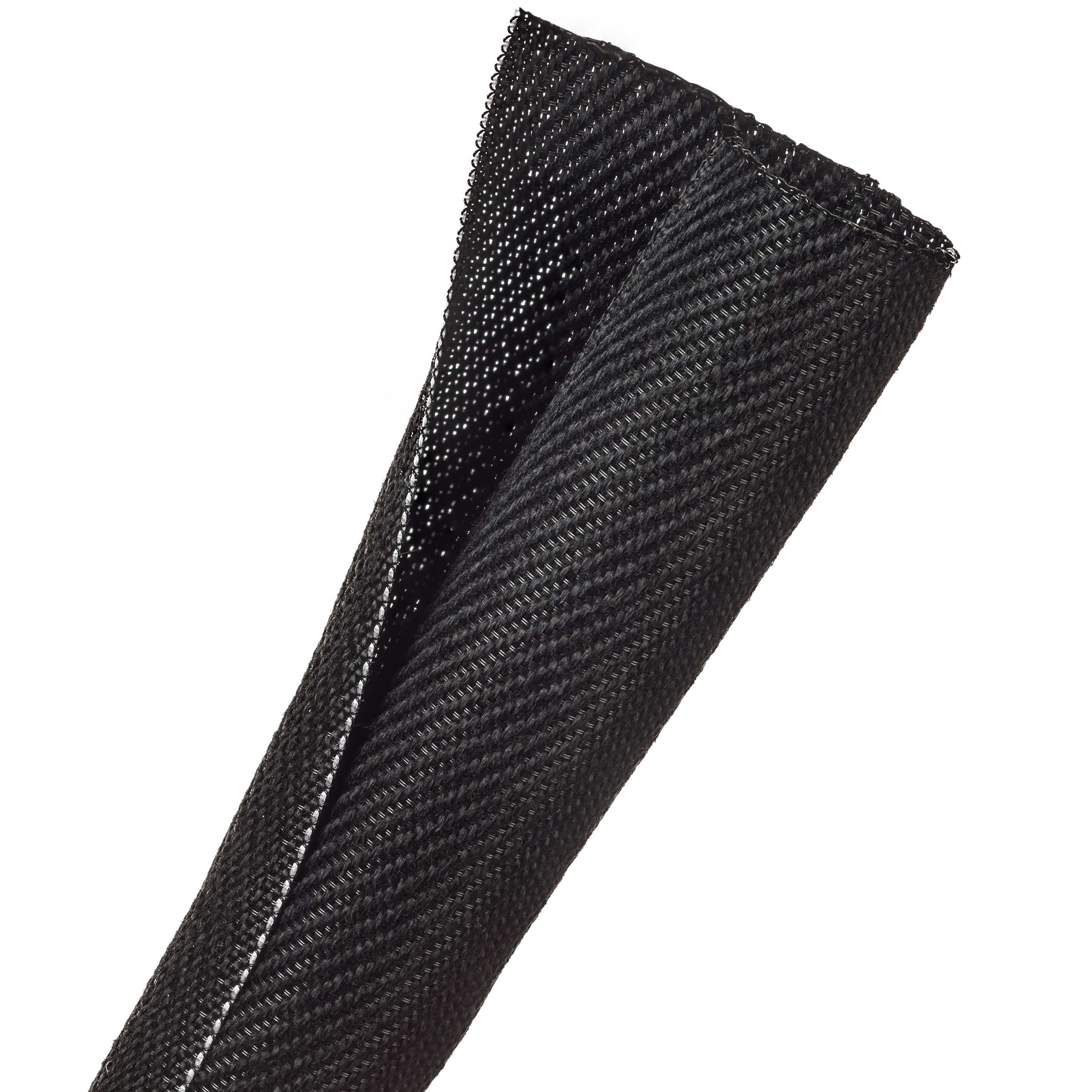 F6® Woven Wrap Flame Retardant - 25.4 mm - 15.24 m - Black w/ White Tracer