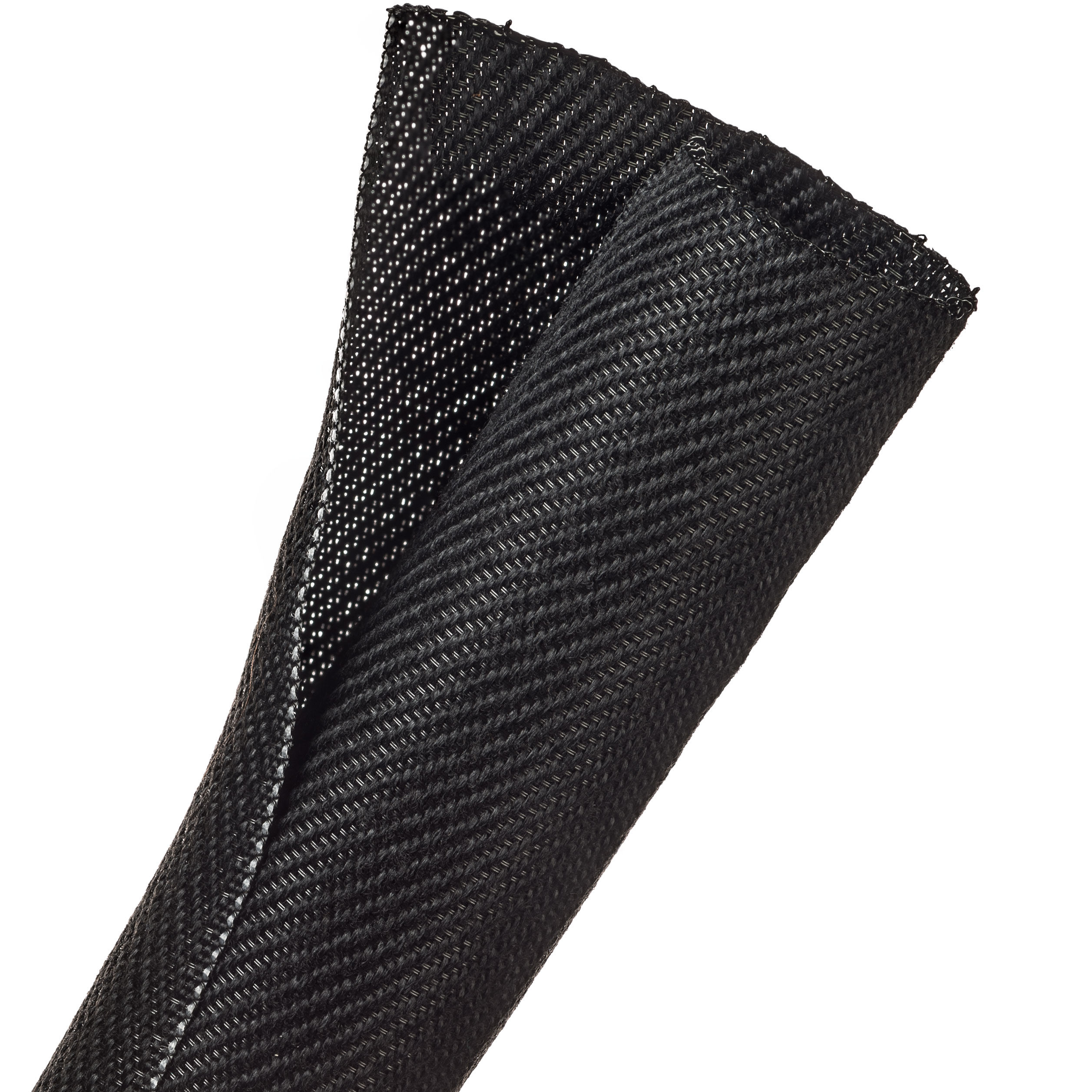 F6® Woven Wrap Flame Retardant - 31.75 mm - 7.62 m - Black w/ White Tracer main product photo