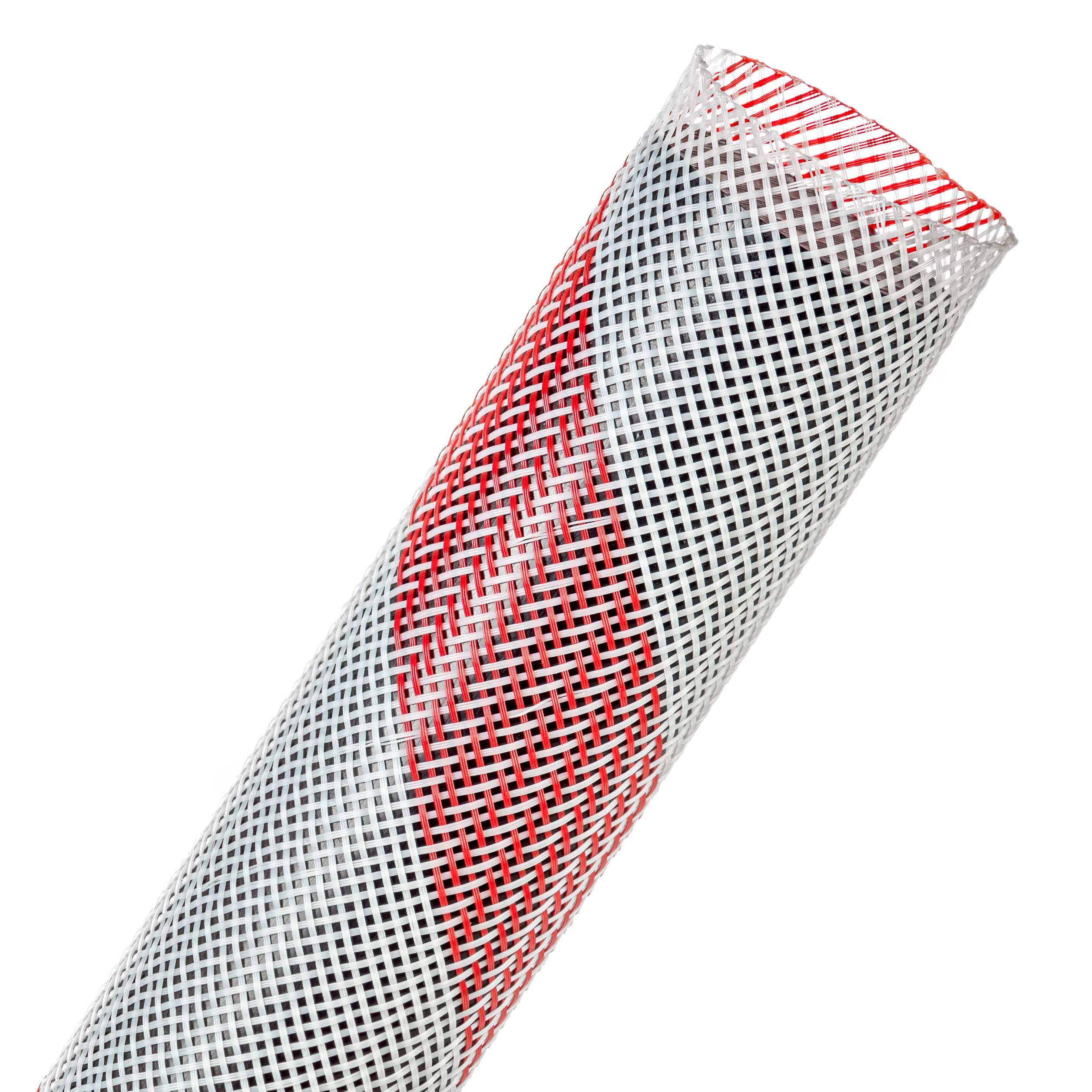 Flexo® PET - 31.75 mm - 76.20 m - White w/ Red Spiral main product photo