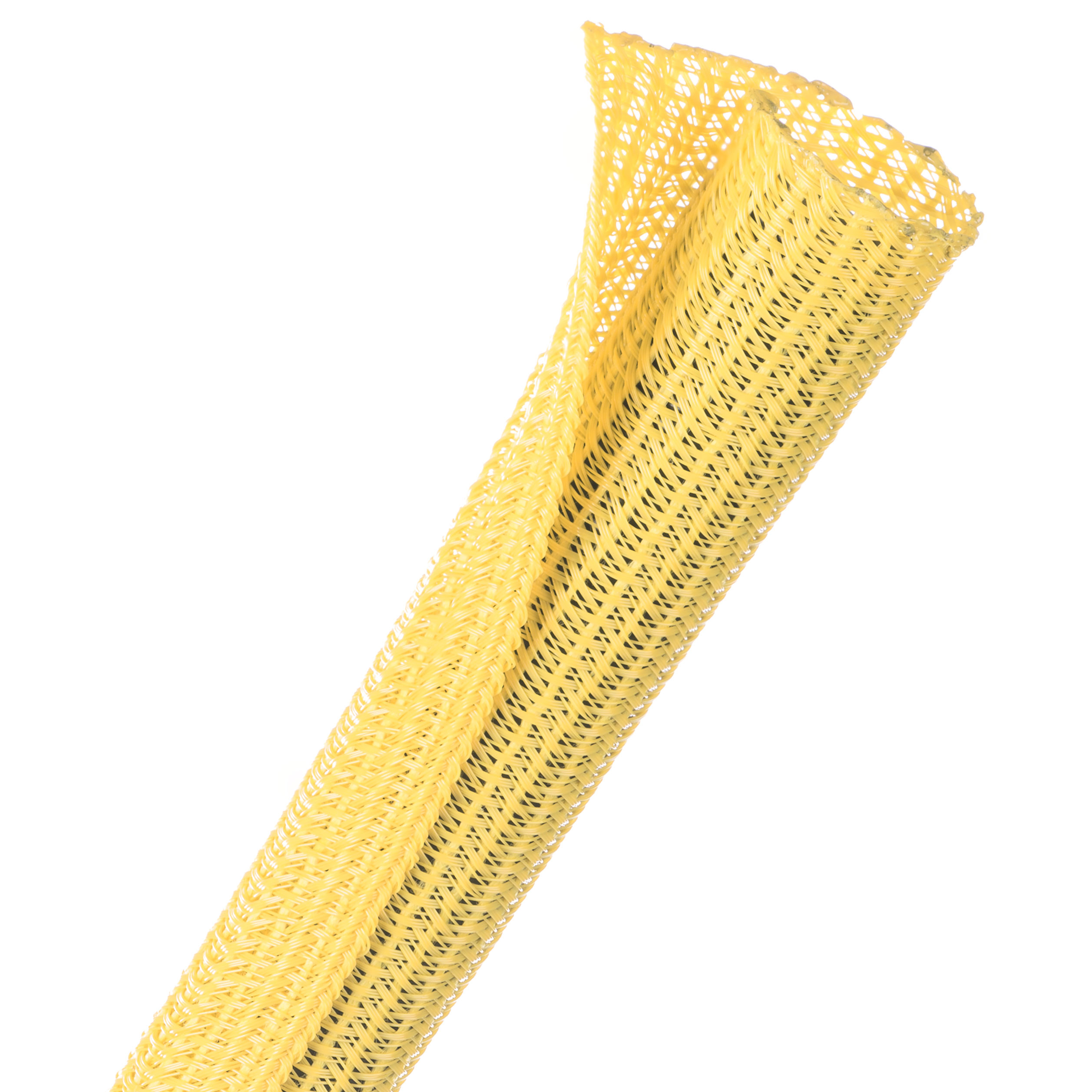 Techflex Flexo F6 - F6N1.00YL-100FT - Split Braided Sleeving - 25.4 mm - 30.48 m - Yellow main product photo