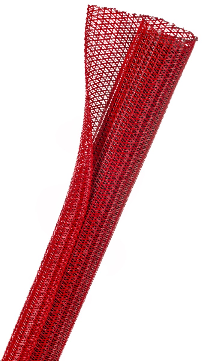 Techflex Flexo F6 - F6N1.50RD-250FT - Split Braided Sleeving - 38.1 mm - 76.2 m - Red